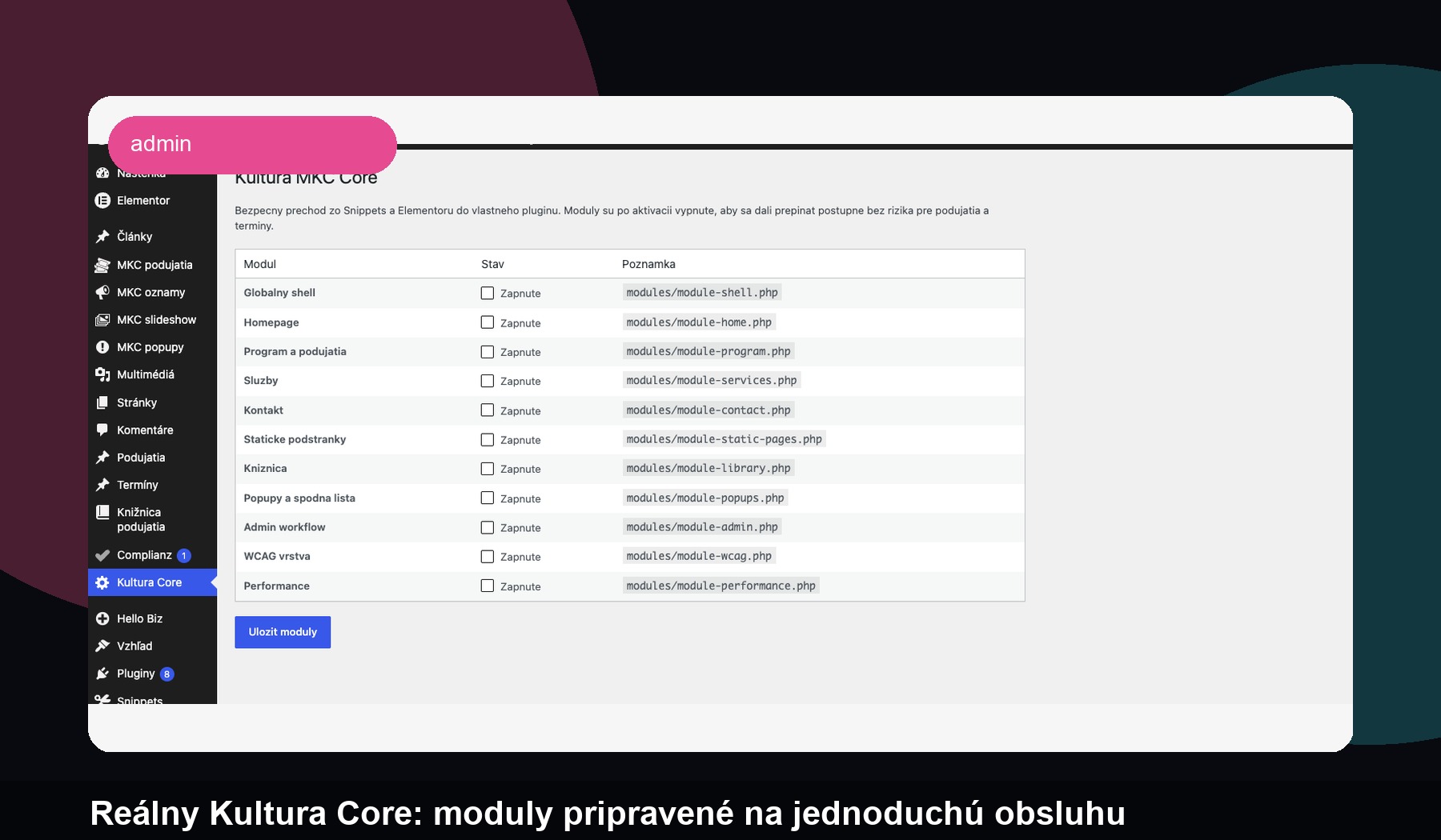 Vlastný plugin v administrácii