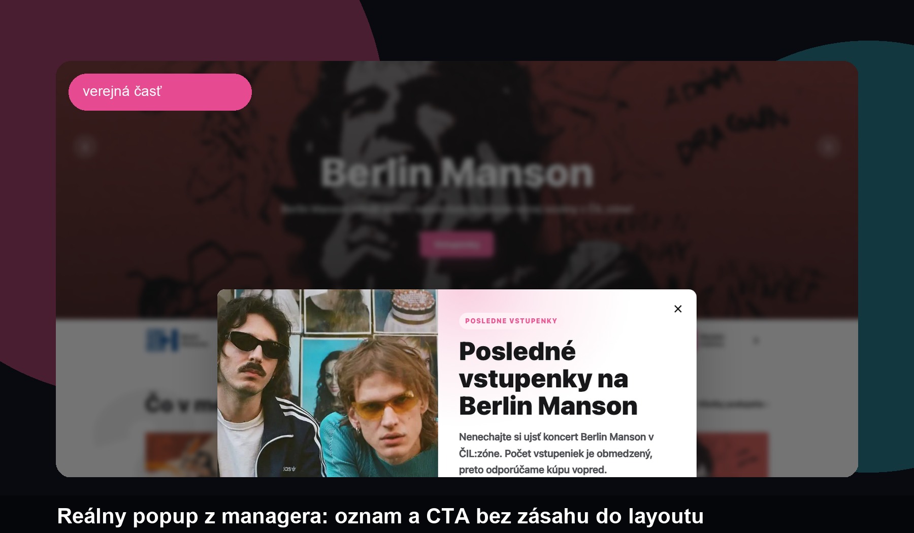Reálny popup na verejnej časti